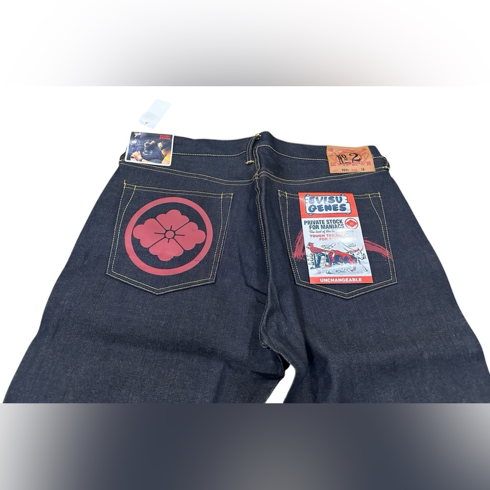Vtg Evisu seldvage denim with red painting on the pockets‎ - Picture 3 of 4